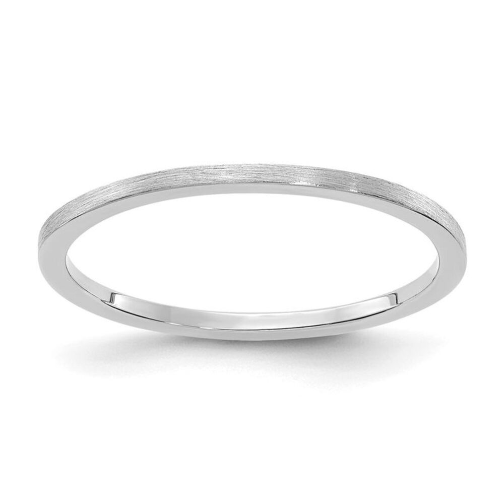 1.2mm 14k White Gold Flat Satin Stackable Band, Size 6.5